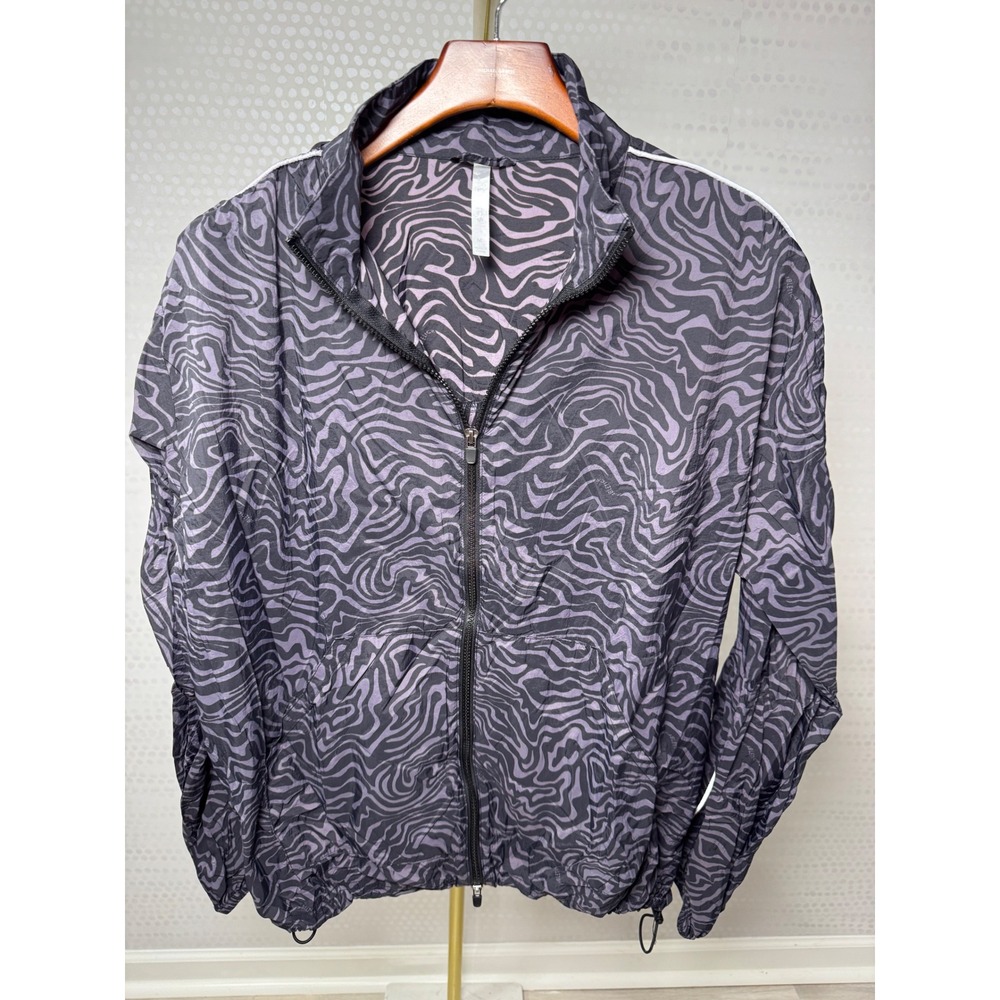 Fabletics Womens Medium Purple Black Swirl Print Lightweight Windbreaker Jacket